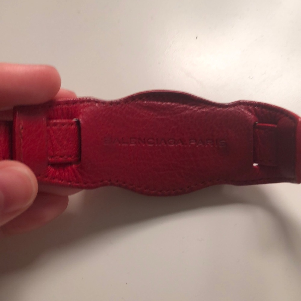 Authentic Balenciaga Red Arena Leather Bracelet - Picture 6 of 8